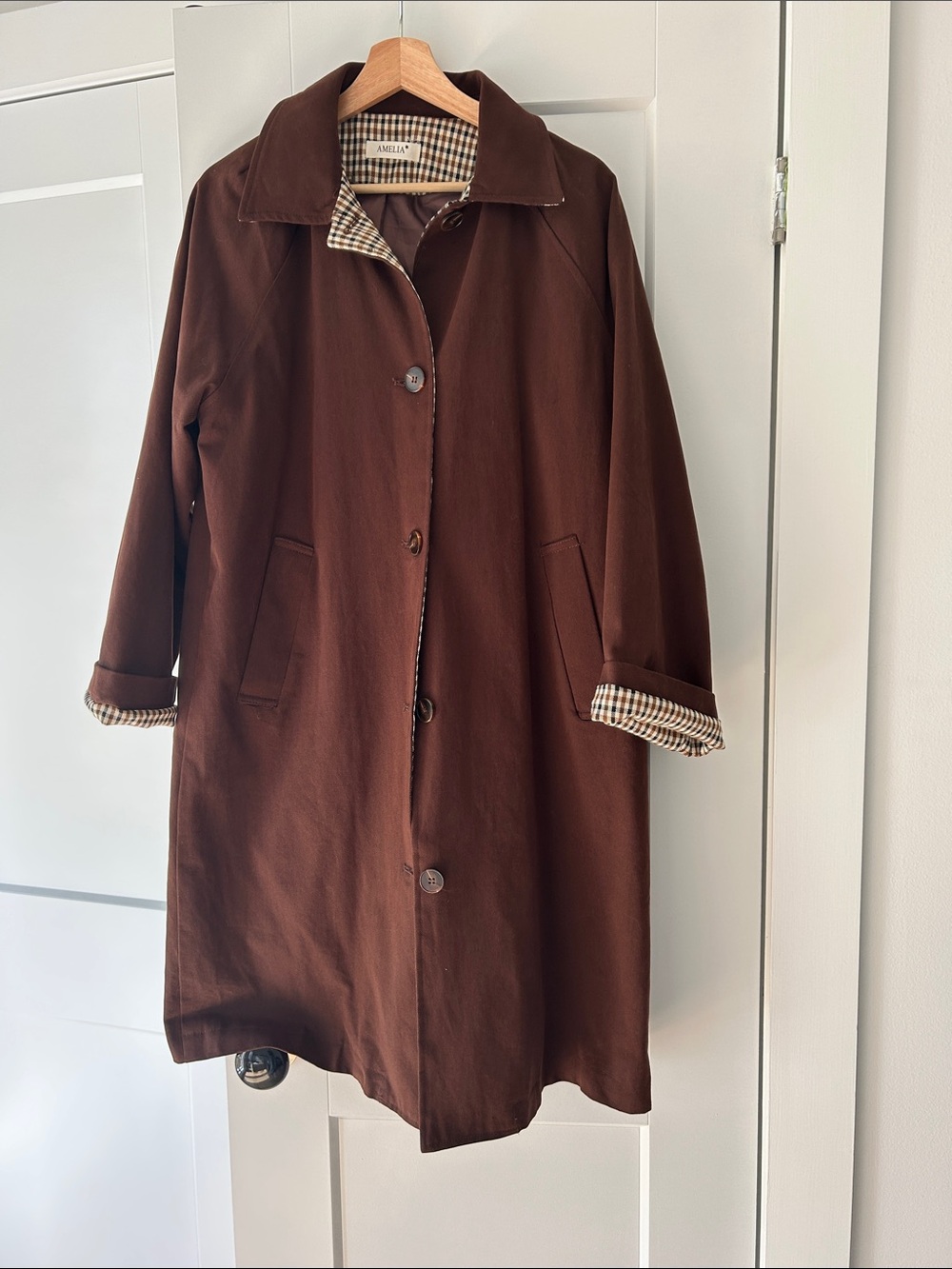 Women's Brown Single-Breasted Trench Coat
